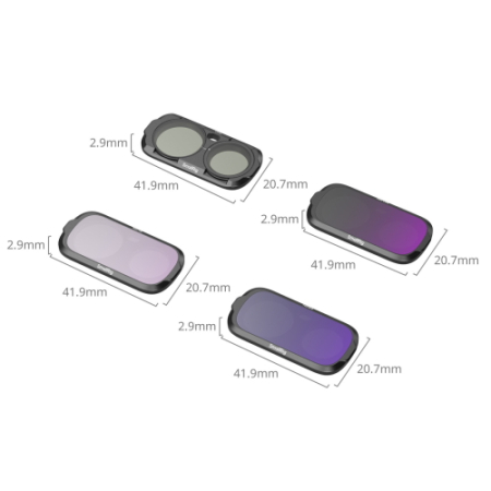 SmallRig 6688 - zestaw, 4x filtr (szary ND16-128, polaryzacyjny CPL) do Insta360 Luna Ultra - wymiary